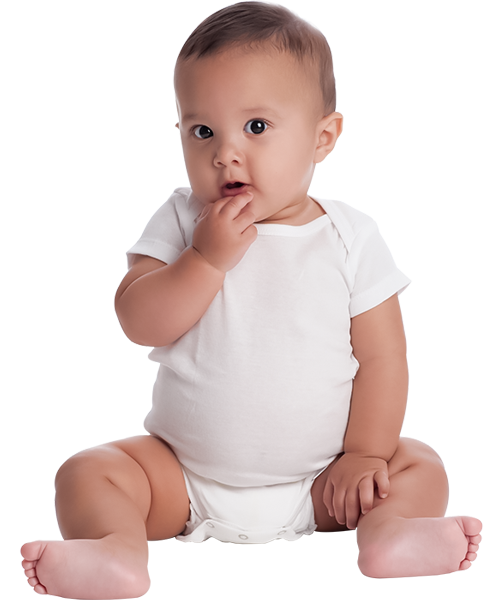 baby with white onesie
